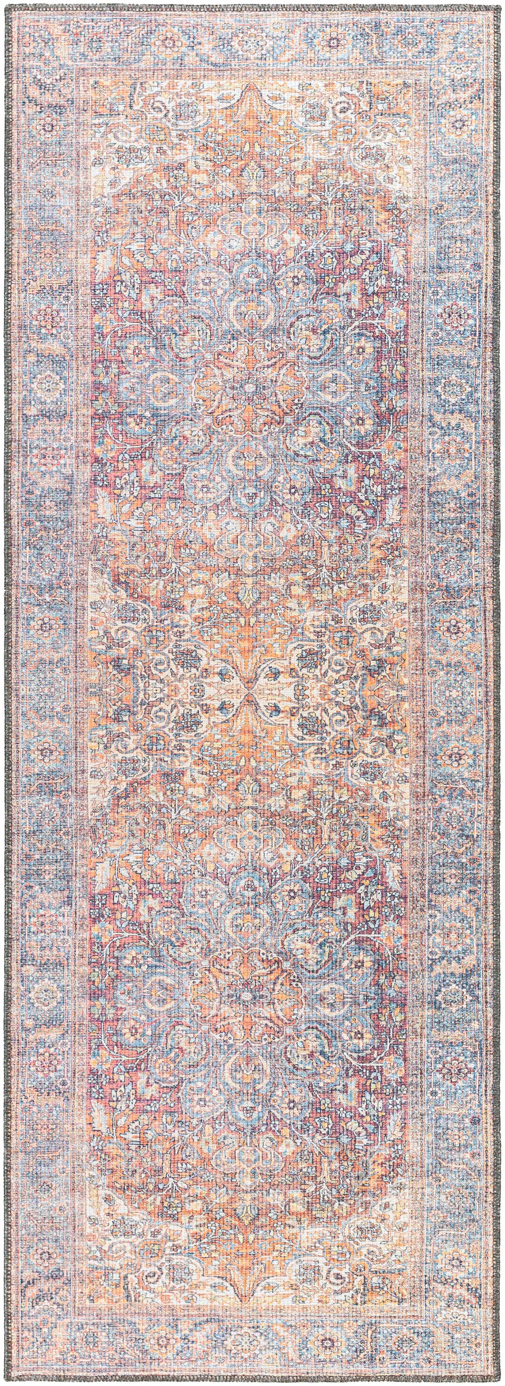 Rust Gardnertown Medallion Washable Area Rug - Clearance - Ornate Home