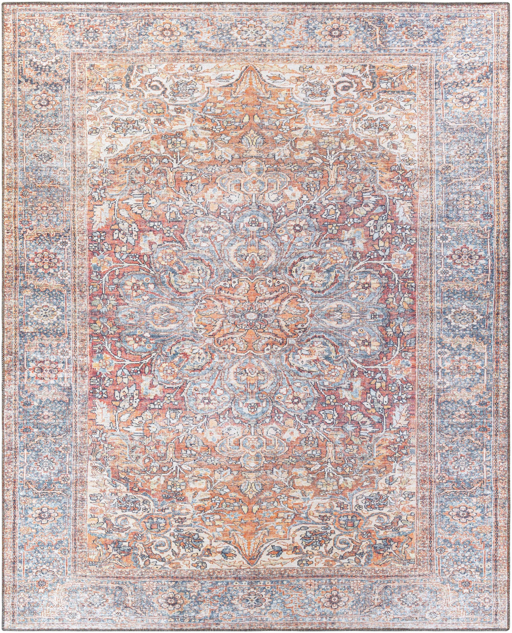 Rust Gardnertown Medallion Washable Area Rug - Clearance - Ornate Home