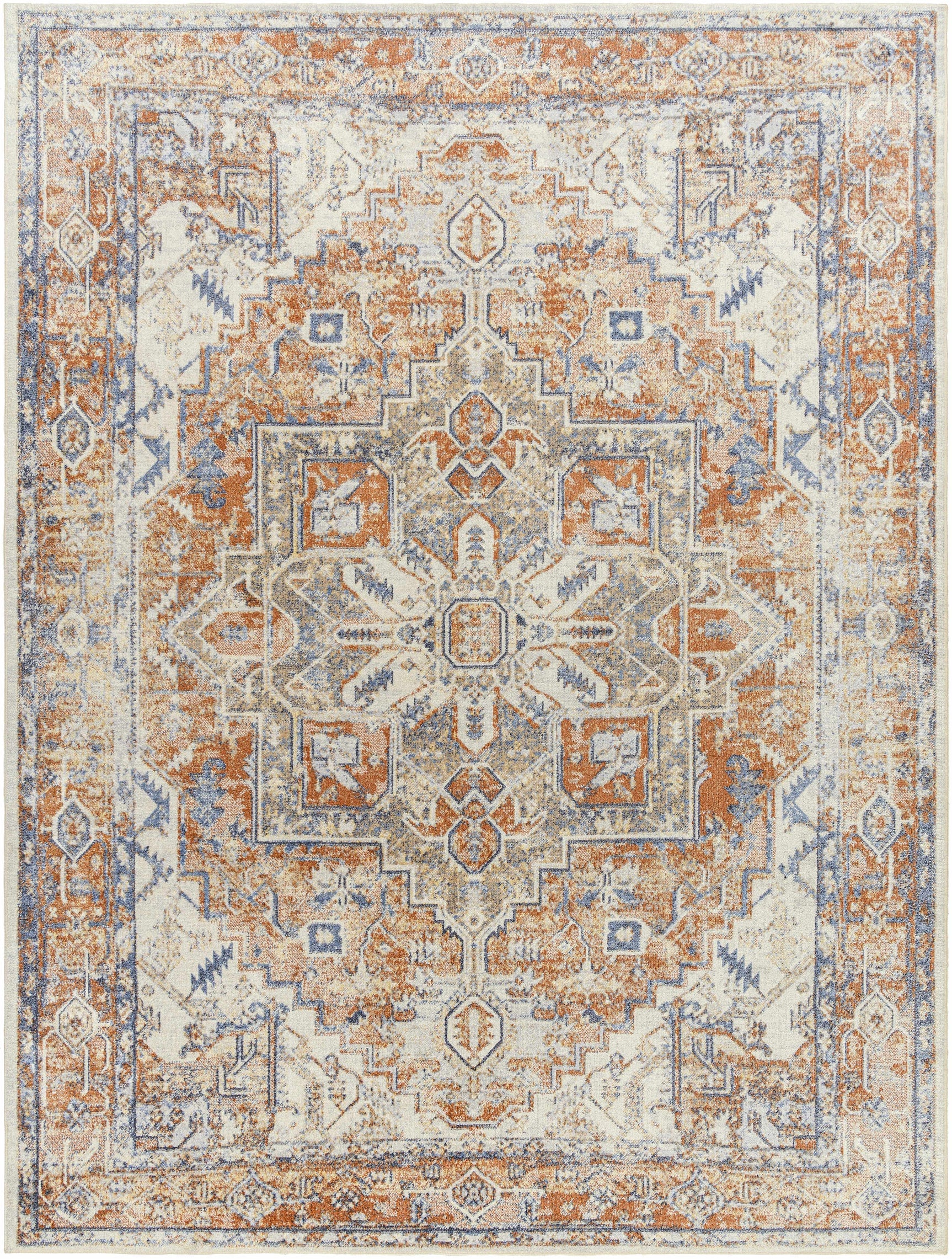 Rust Hera Washable Area Rug - Clearance - Ornate Home