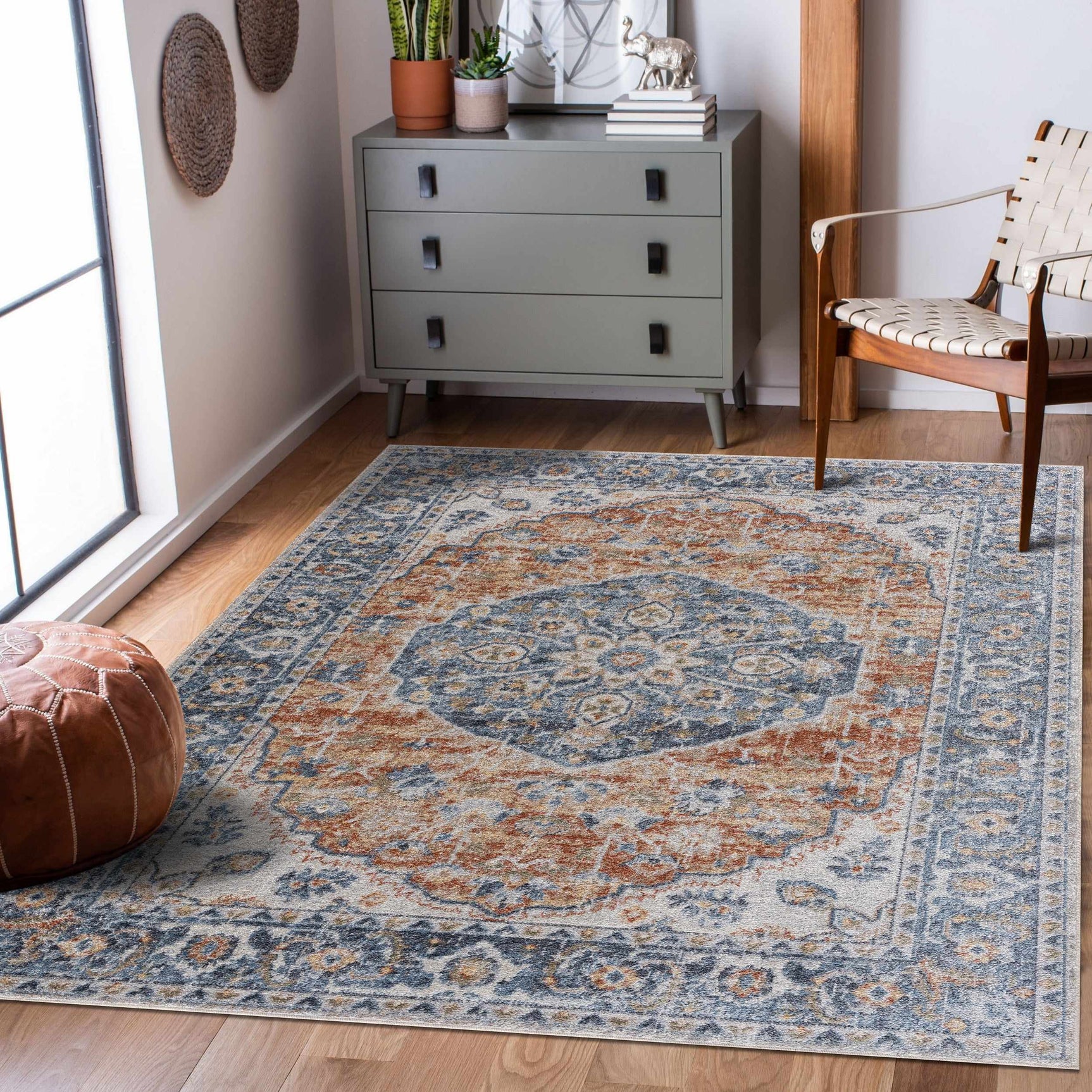 Rust Hiti Washable area rug - Clearance - Ornate Home