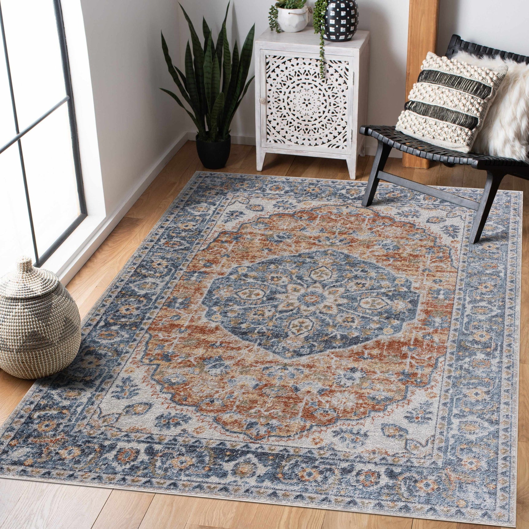 Rust Hiti Washable area rug - Clearance - Ornate Home