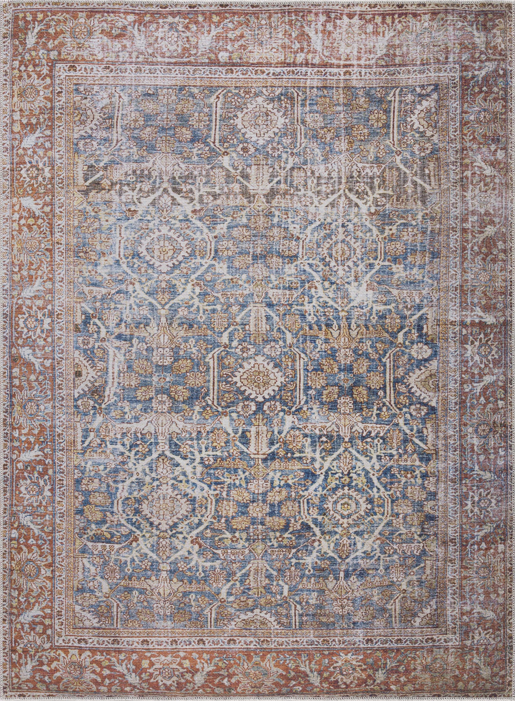 Rust Mair Traditional Washable Area Rug - Clearance - Ornate Home