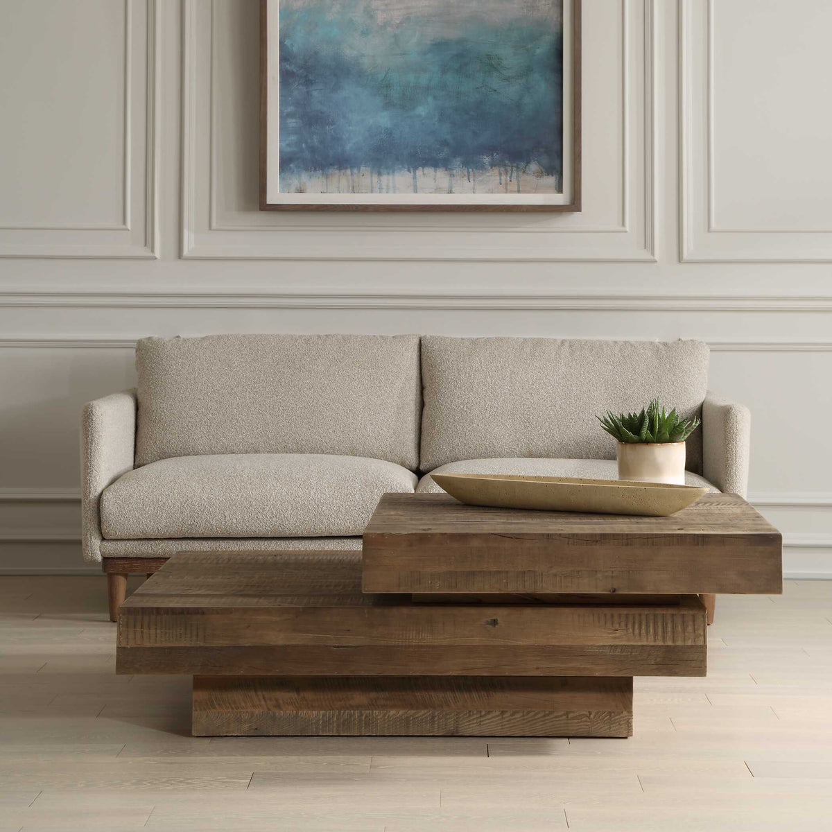 Rustic Planes Woodtone Modern Coffee Table - Ornate Home