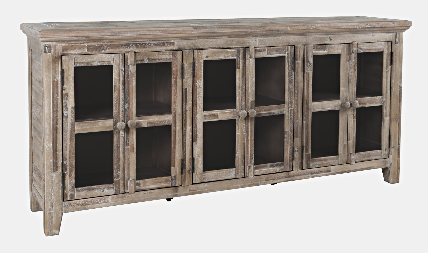 Rustic Shores Grey Wash 6 Door Low Cabinet - Ornate Home