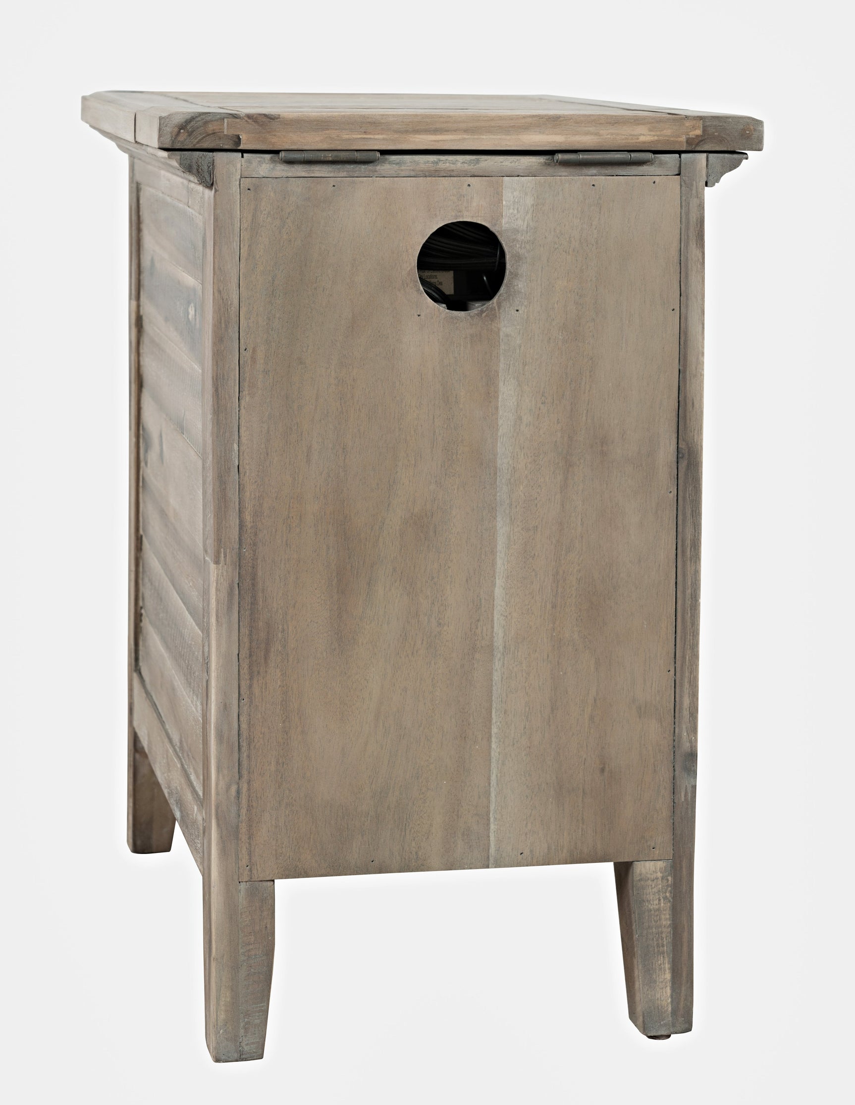 Rustic Shores Grey Wash Power Chairside Table - Ornate Home