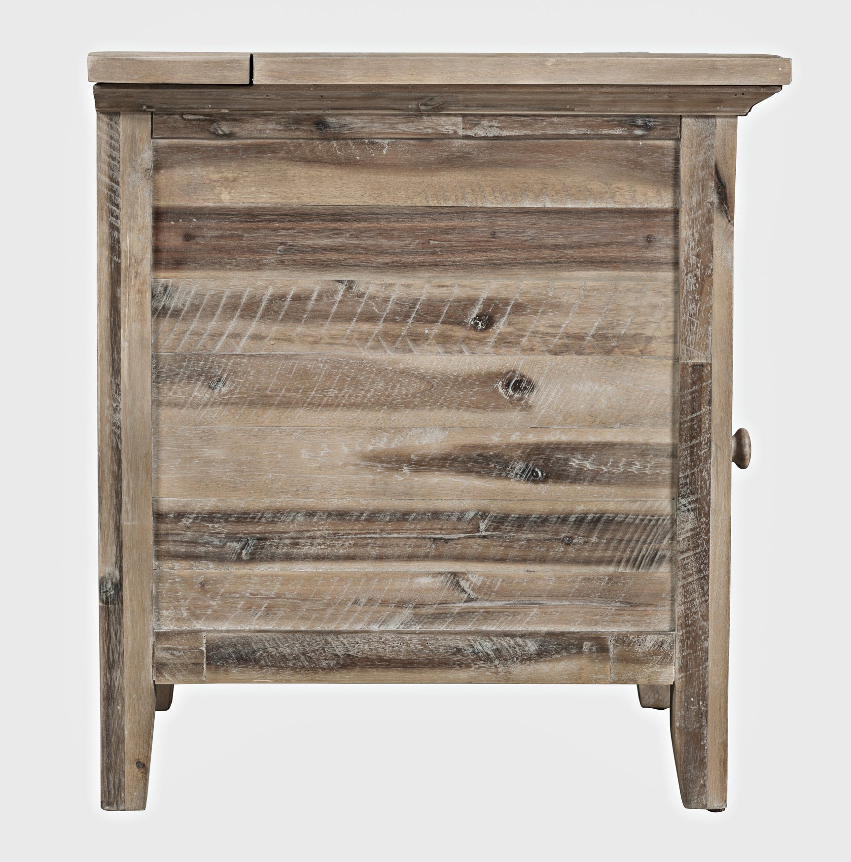 Rustic Shores Grey Wash Power Chairside Table - Ornate Home