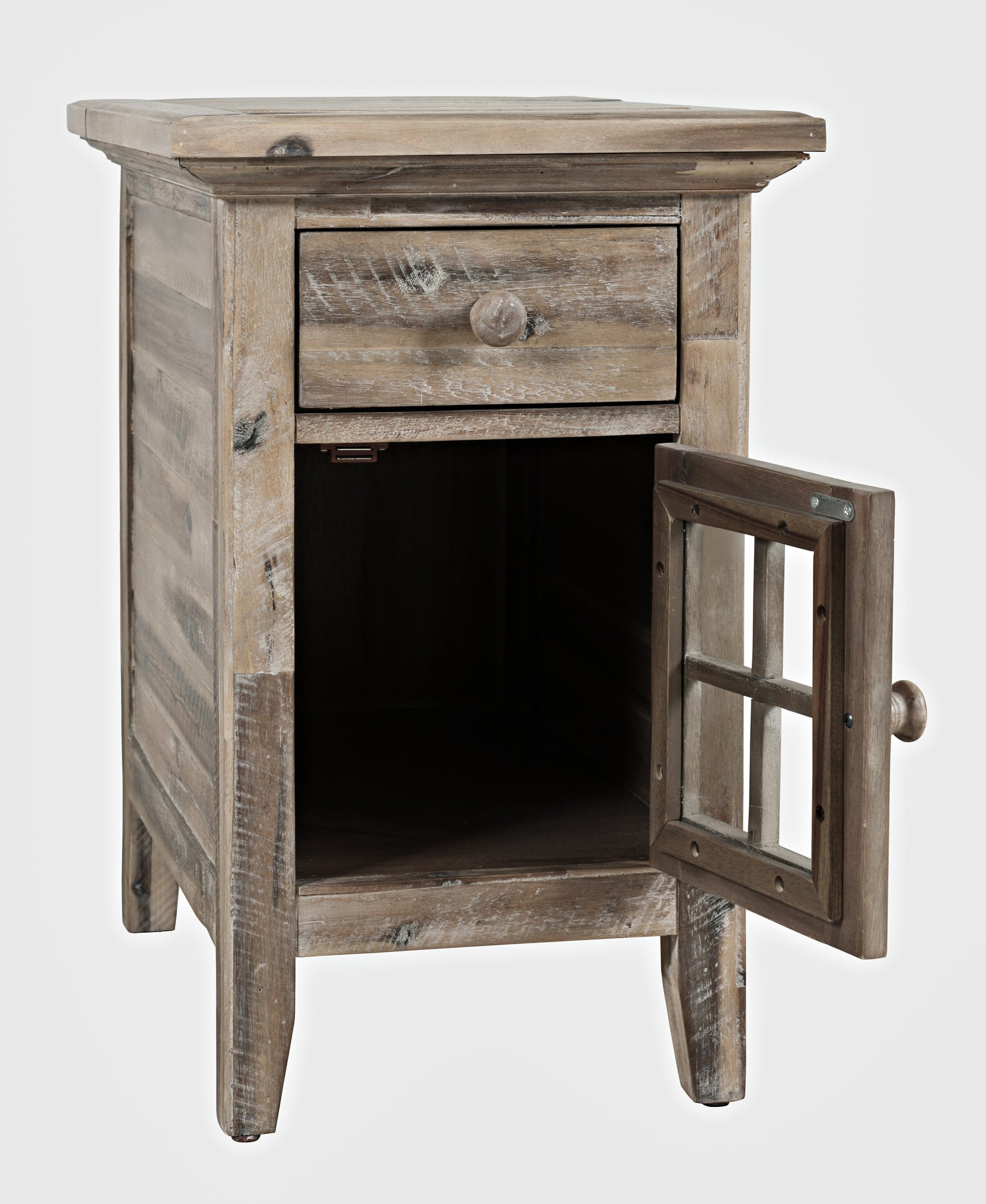 Rustic Shores Grey Wash Power Chairside Table - Ornate Home
