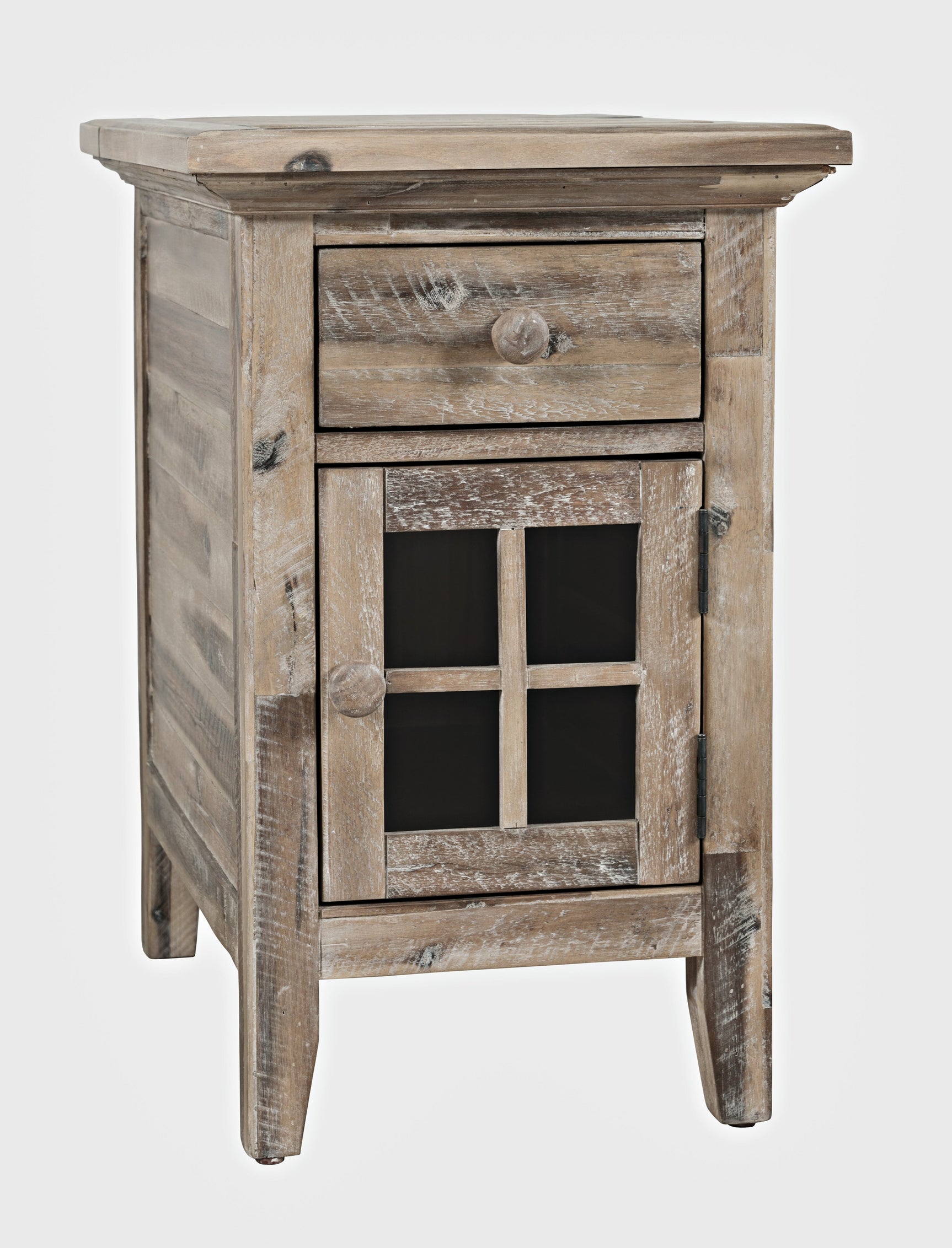 Rustic Shores Grey Wash Power Chairside Table - Ornate Home
