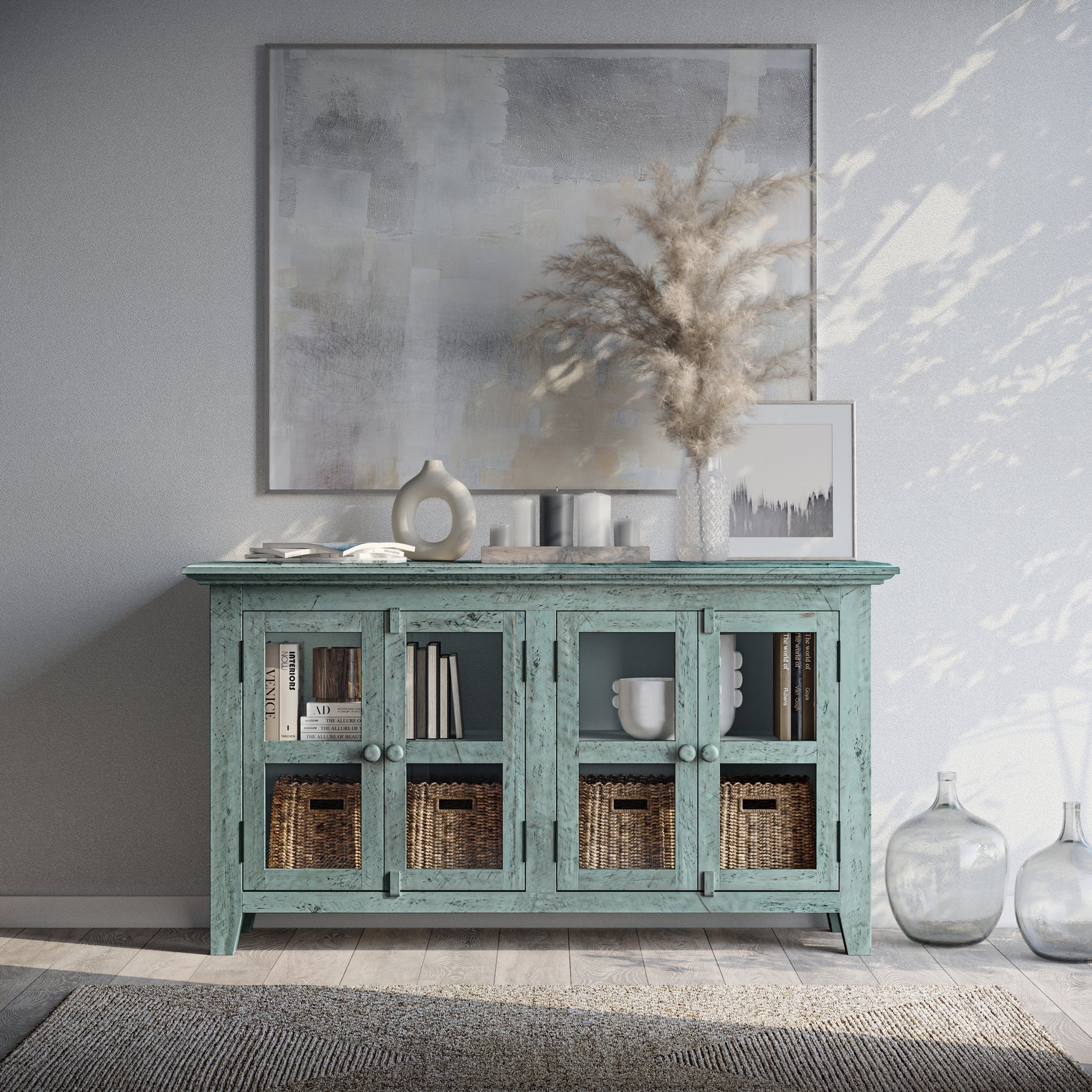 Rustic Shores Surfside 4 Door Low Cabinet - Ornate Home
