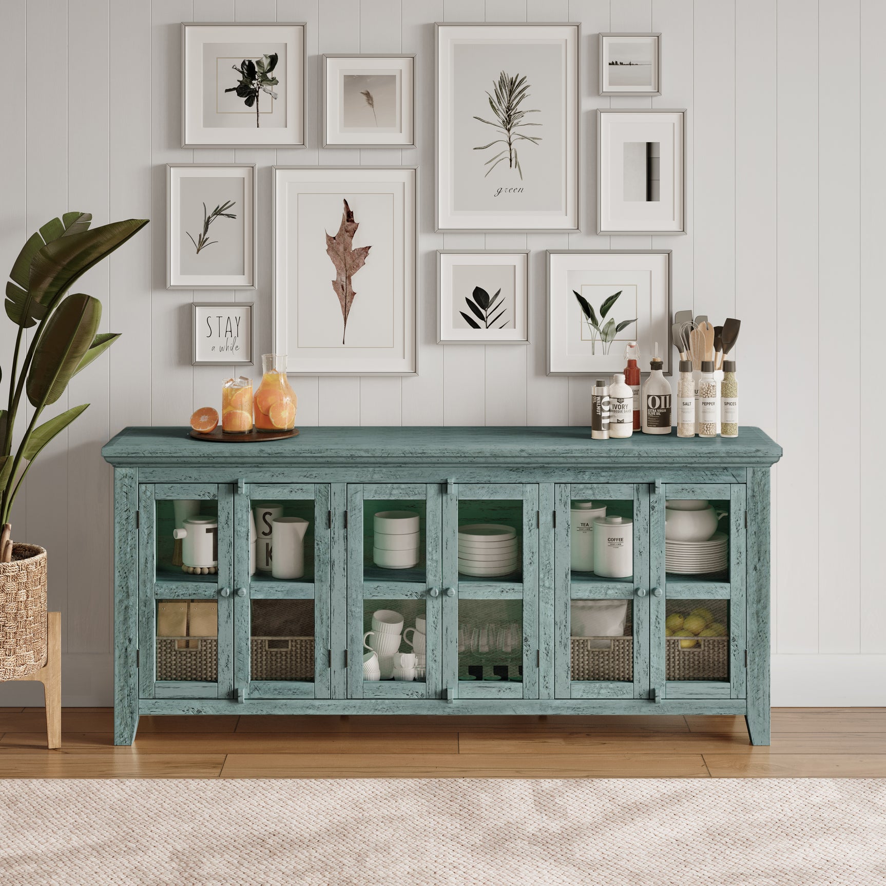 Rustic Shores Surfside 6 Door Low Cabinet - Ornate Home