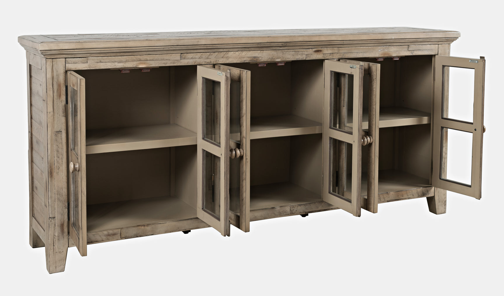 Rustic Shores Watch Hill Weathered Grey 6 Door Low Cabinet - Ornate Home