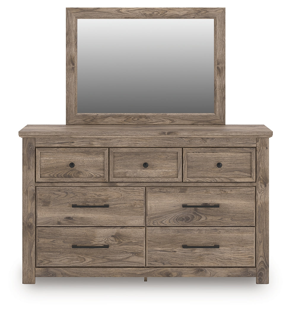 Rusticott Brown Queen Poster Bed, Dresser, Mirror and Nightstand - Ornate Home