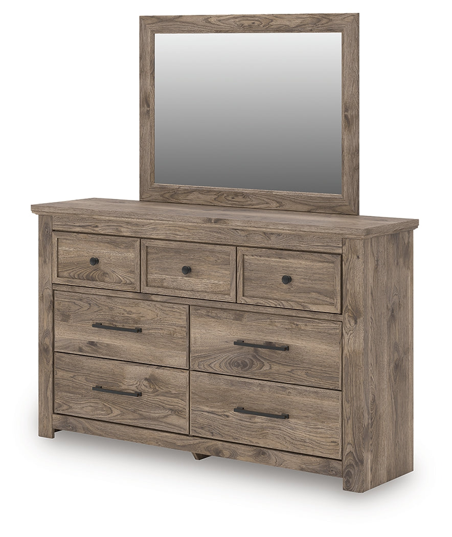 Rusticott Brown Queen Poster Bed, Dresser, Mirror and Nightstand - Ornate Home