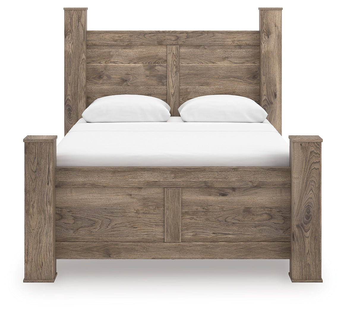 Rusticott Brown Queen Poster Bed, Dresser, Mirror and Nightstand - Ornate Home