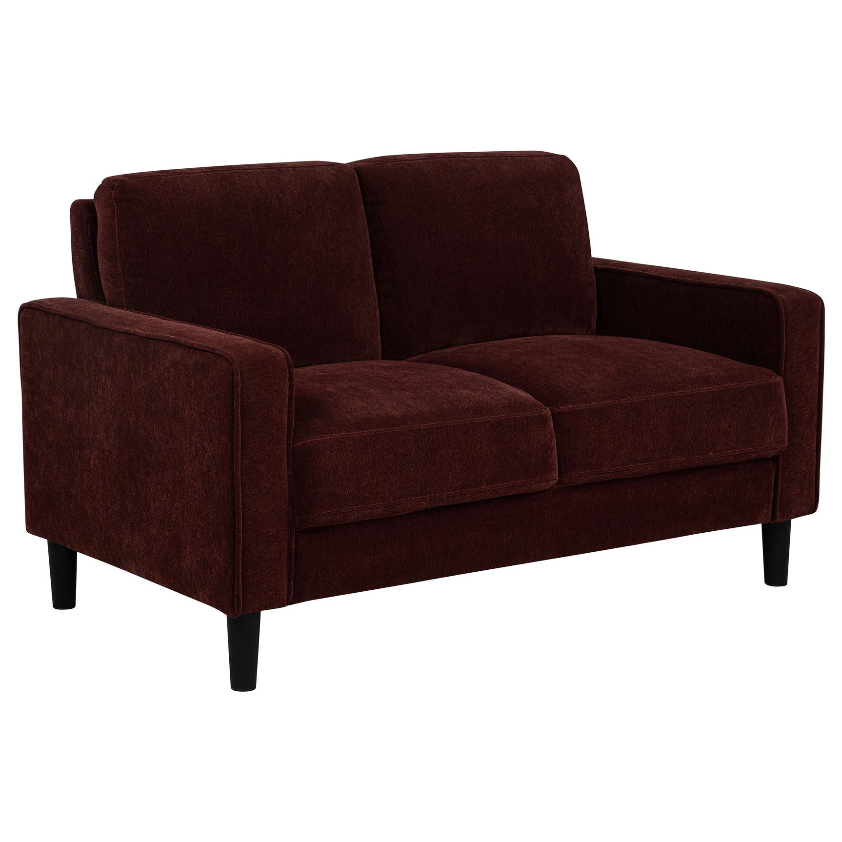 Ruth Rust Red 2-piece Fabric Upholstered Track Arm Sofa and Loveseat - Ornate Home