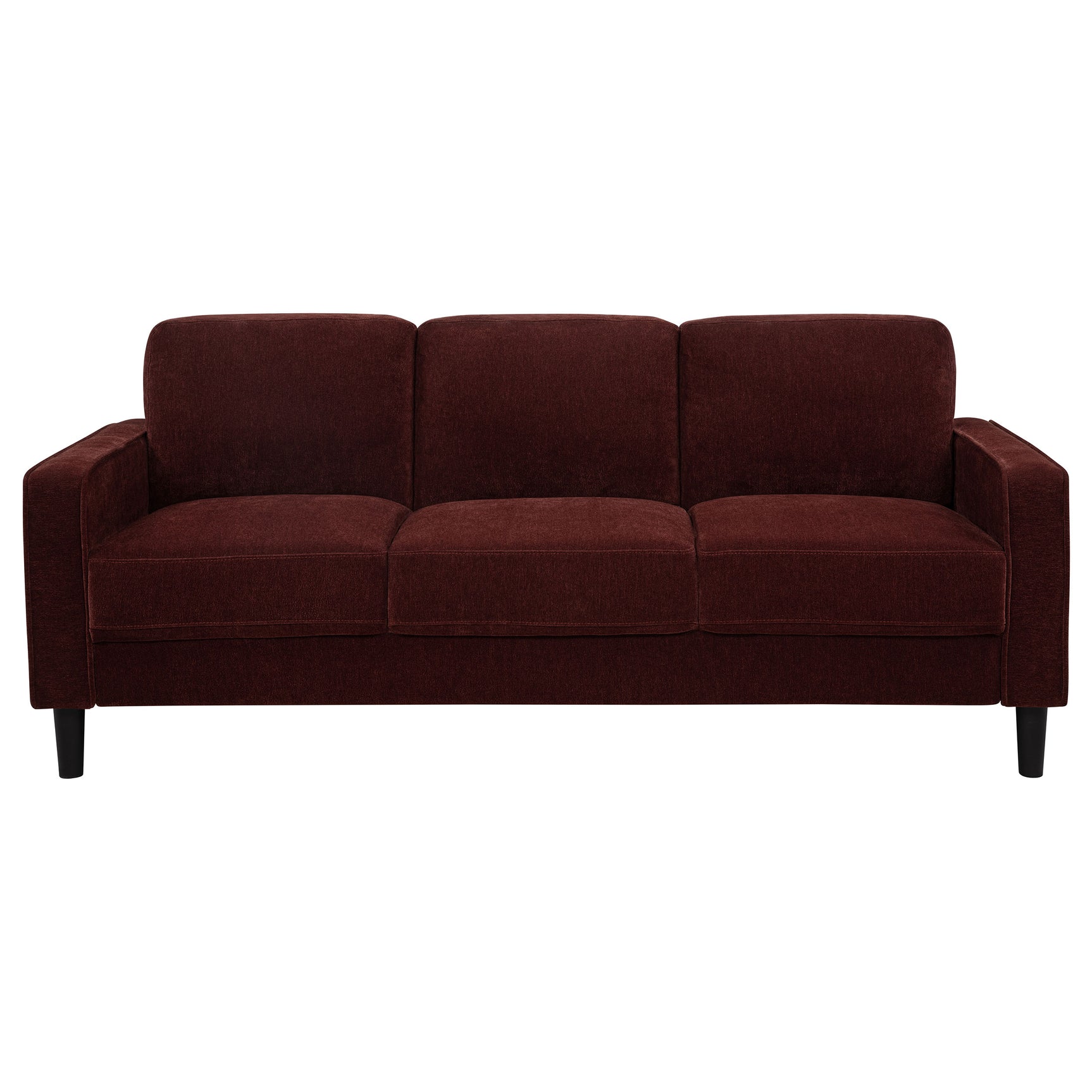Ruth Rust Red 3-piece Fabric Upholstered Track Arm Sofa Set - Ornate Home