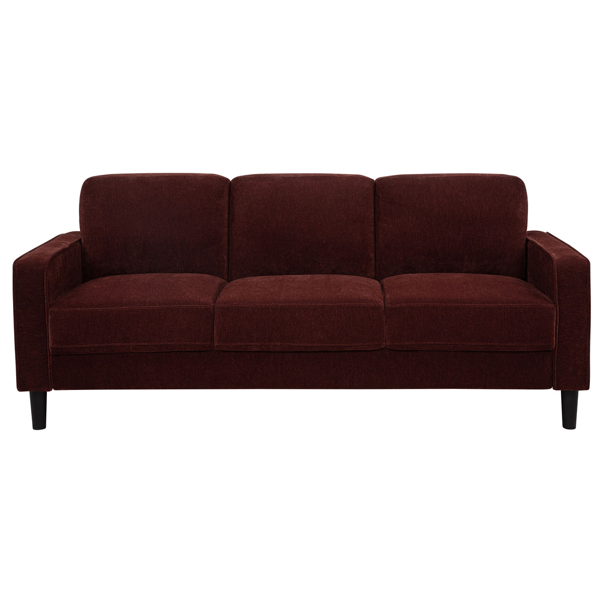 Ruth Rust Red 2-piece Fabric Upholstered Track Arm Sofa and Loveseat - Ornate Home