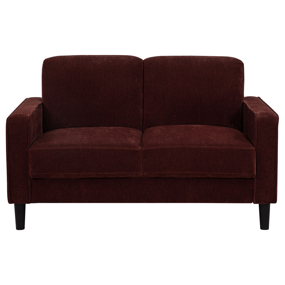 Ruth Rust Red 2-piece Fabric Upholstered Track Arm Sofa and Loveseat - Ornate Home