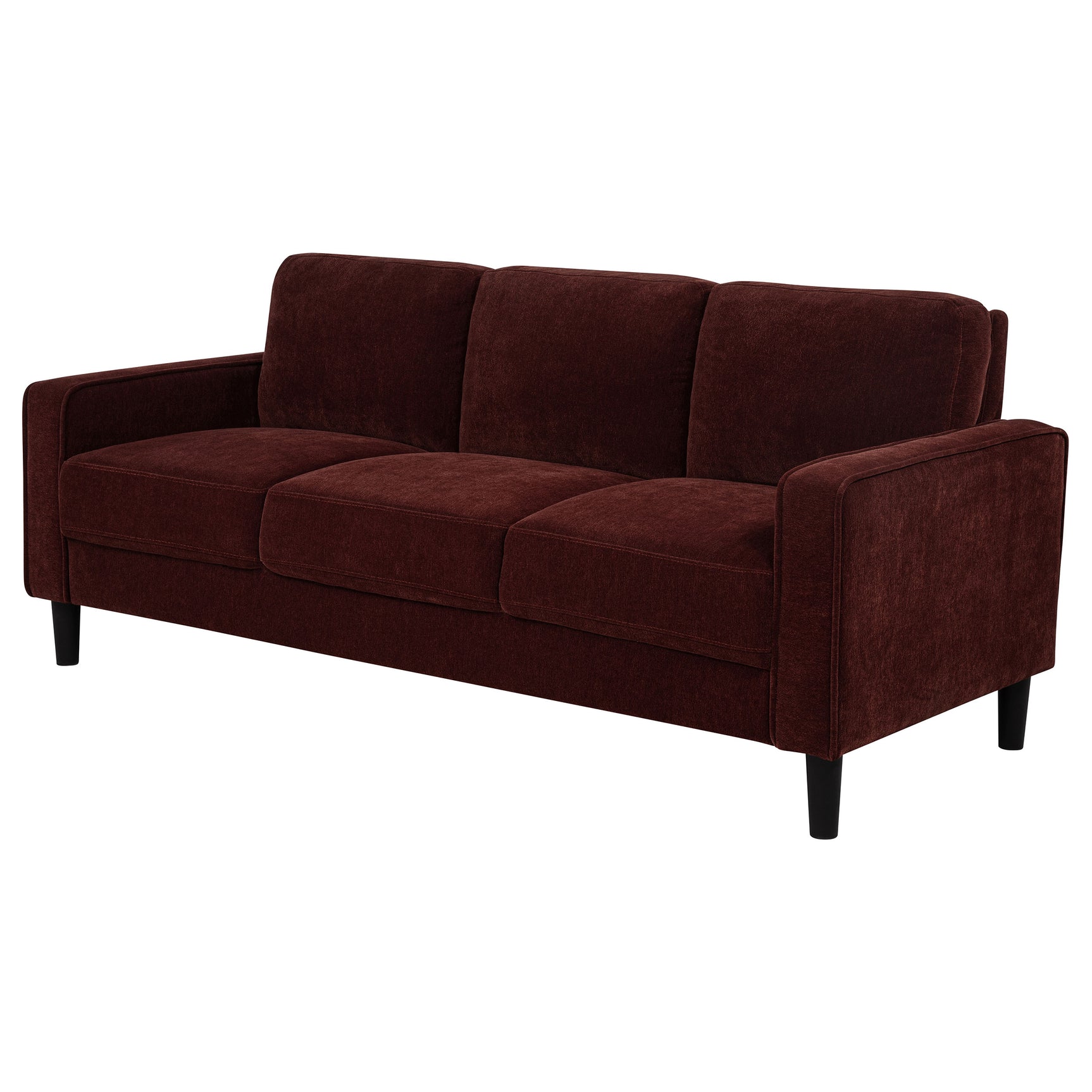 Ruth Rust Red 77-inch Fabric Upholstered Track Arm Sofa - Ornate Home