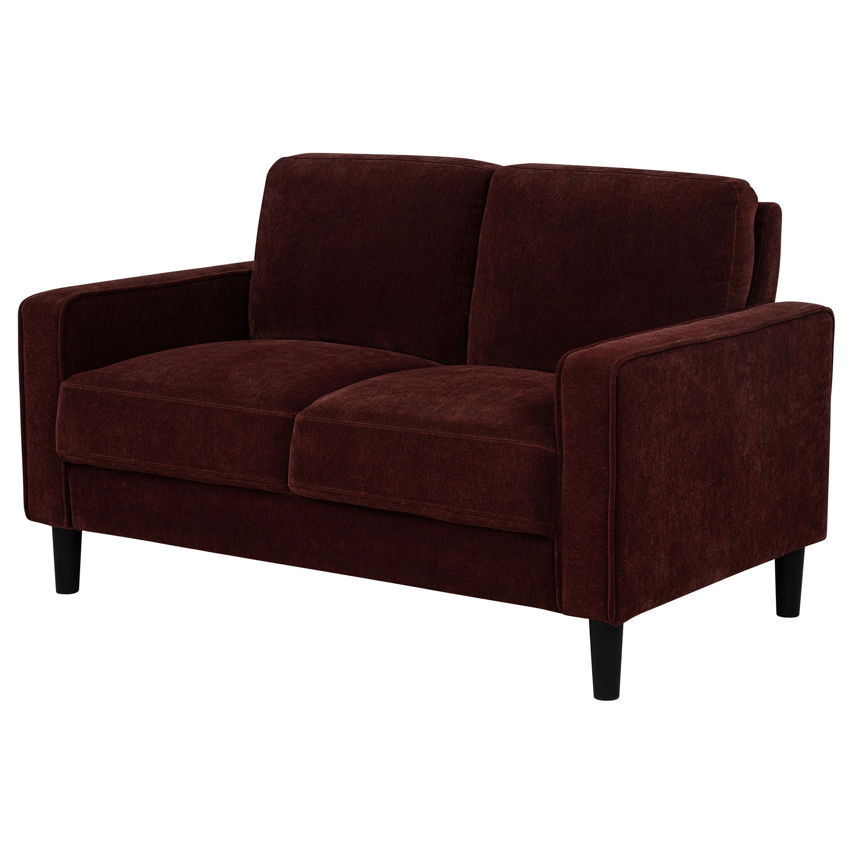Ruth Rust Red Fabric Upholstered Track Arm Loveseat - Ornate Home