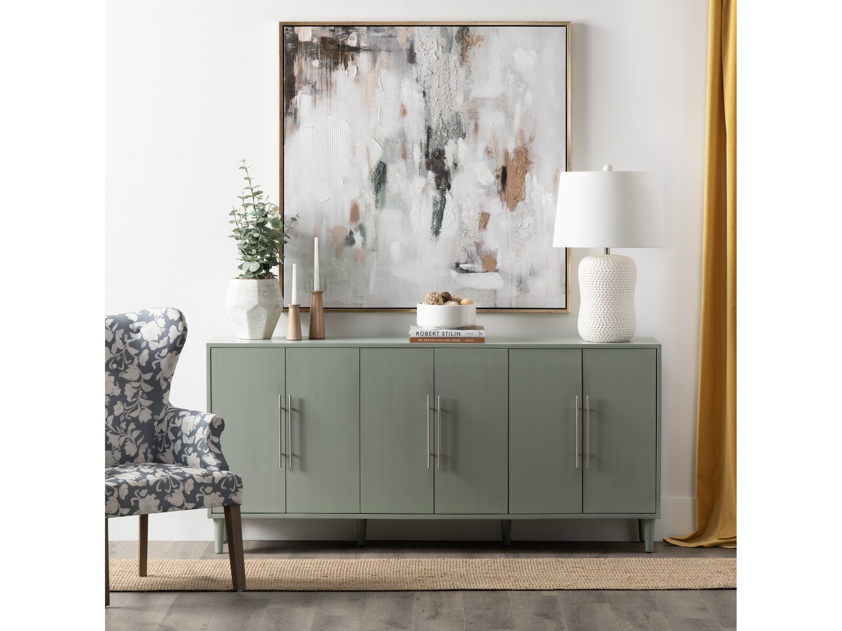 Rutherford Green/Mauve Canvas - Ornate Home