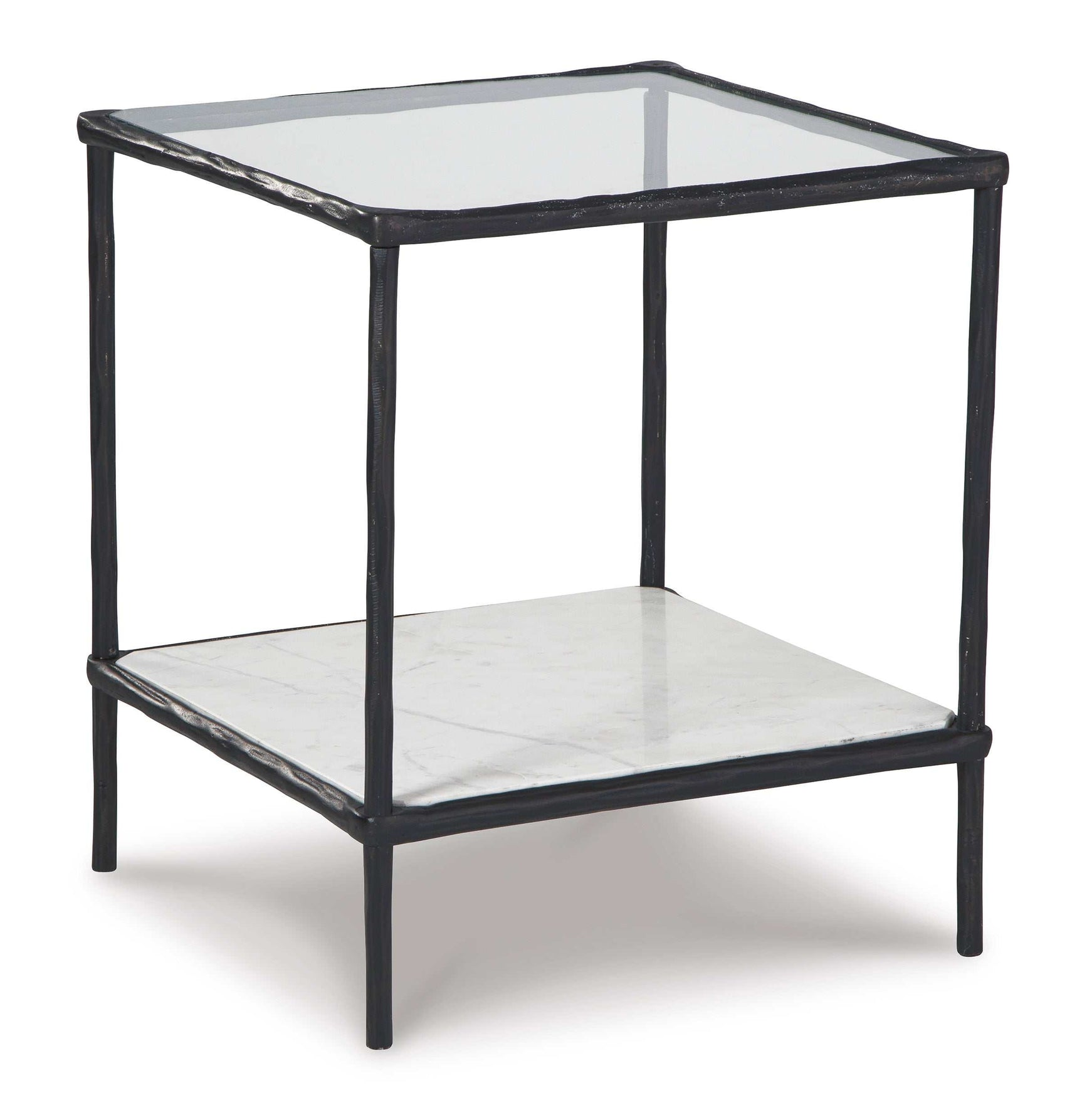 Ryandale Clear Glass & Marble End Table (Online Special Price) - Ornate Home