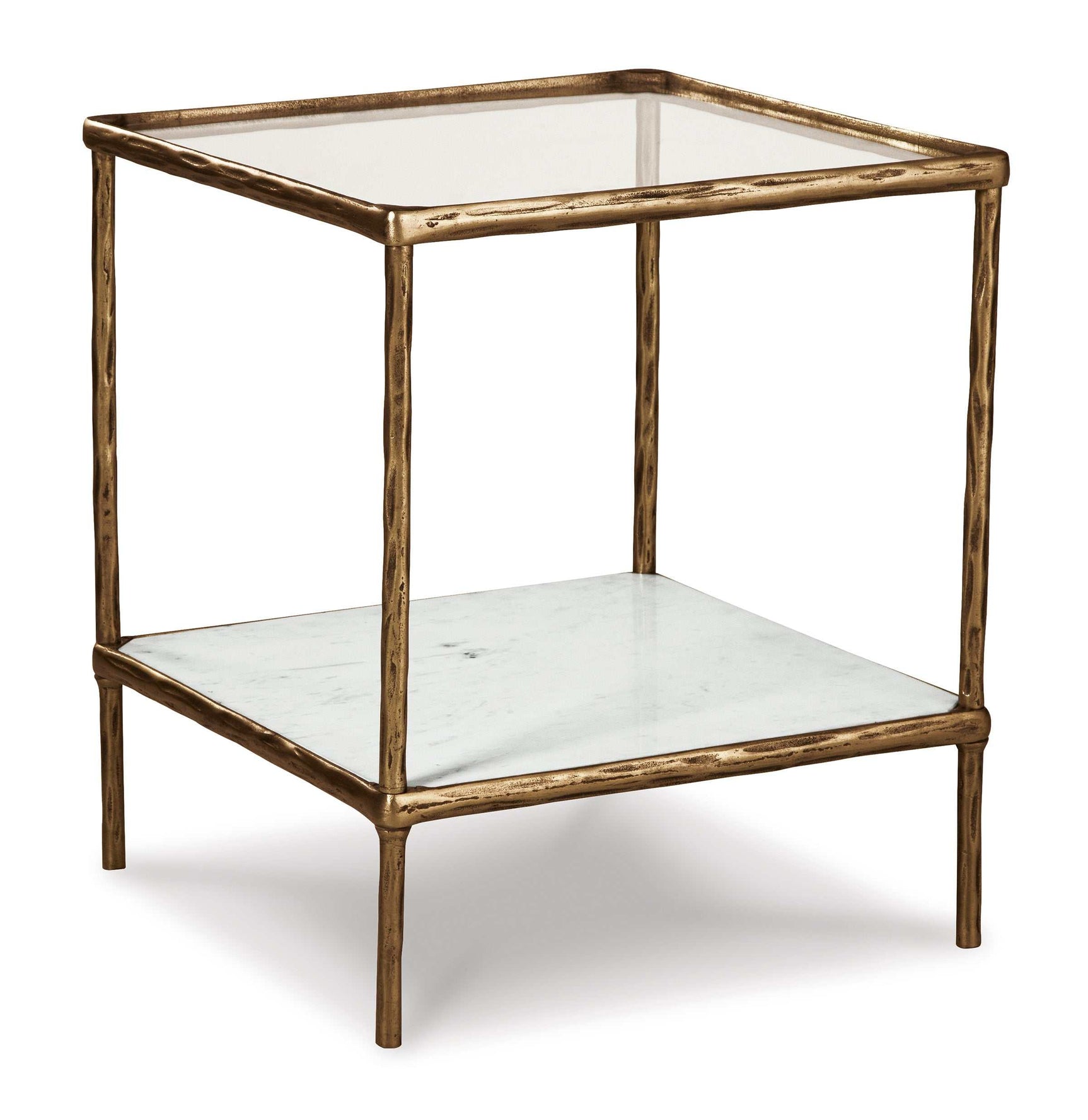 Ryandale Clear Glass & Marble End Table (Online Special Price) - Ornate Home