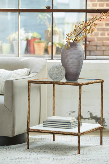 Ryandale Clear Glass & Marble End Table (Online Special Price) - Ornate Home