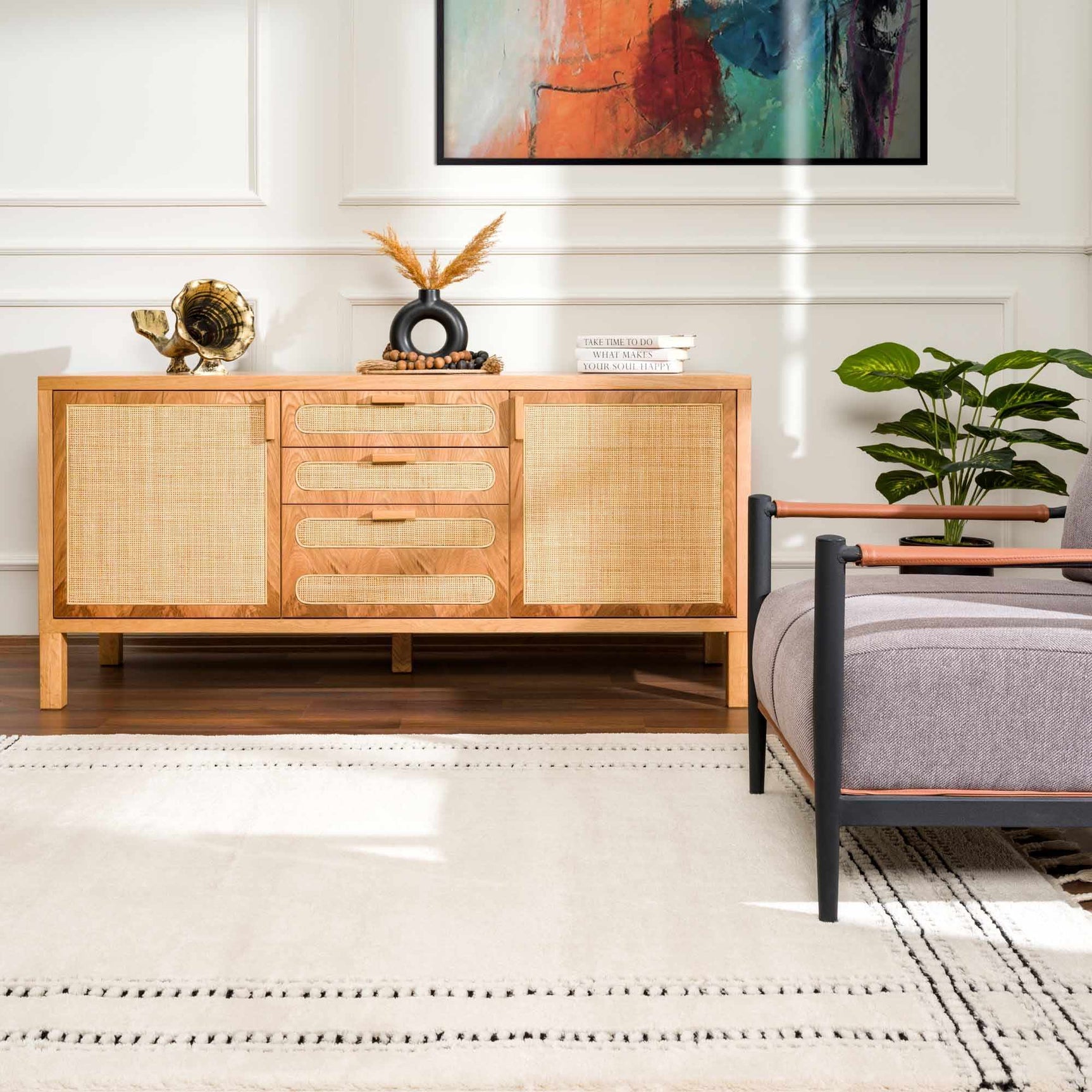 Ryuu Black & White Area Rug - Ornate Home