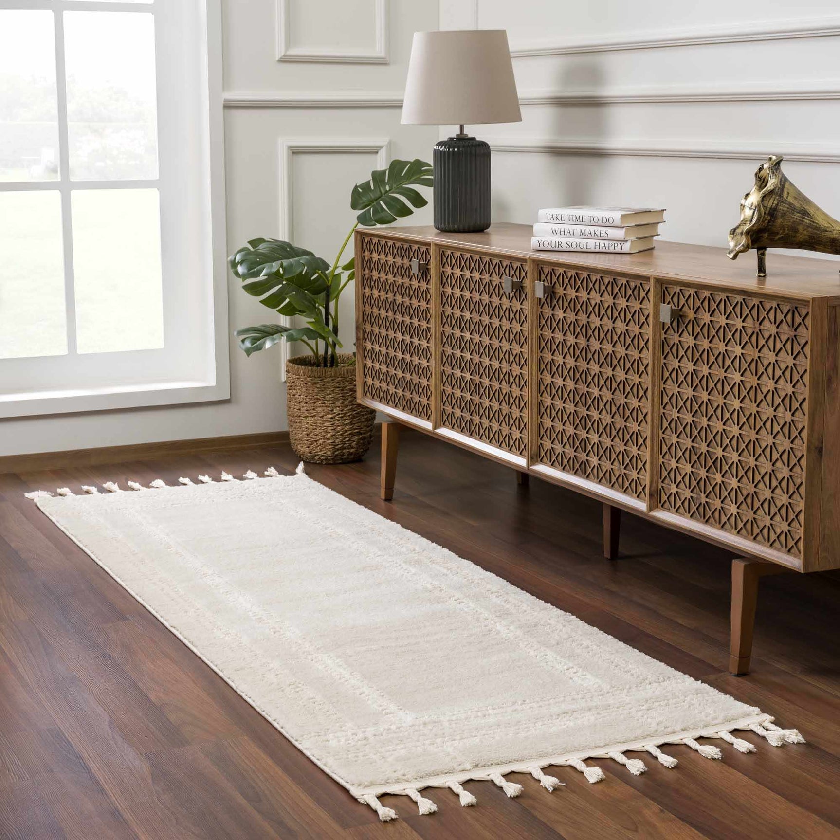 Ryuu Ivory Carved Area Rug - Ornate Home