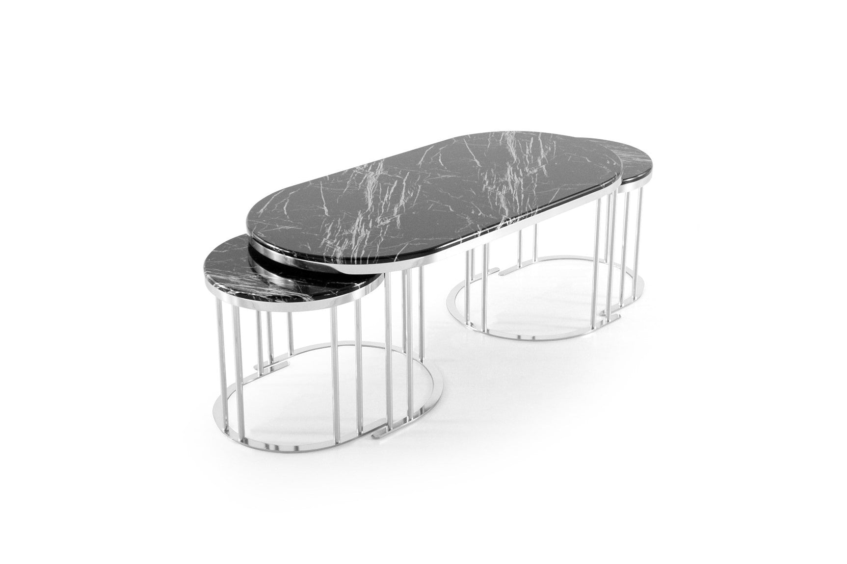 2 In 1 Black/Silver Coffee Table
