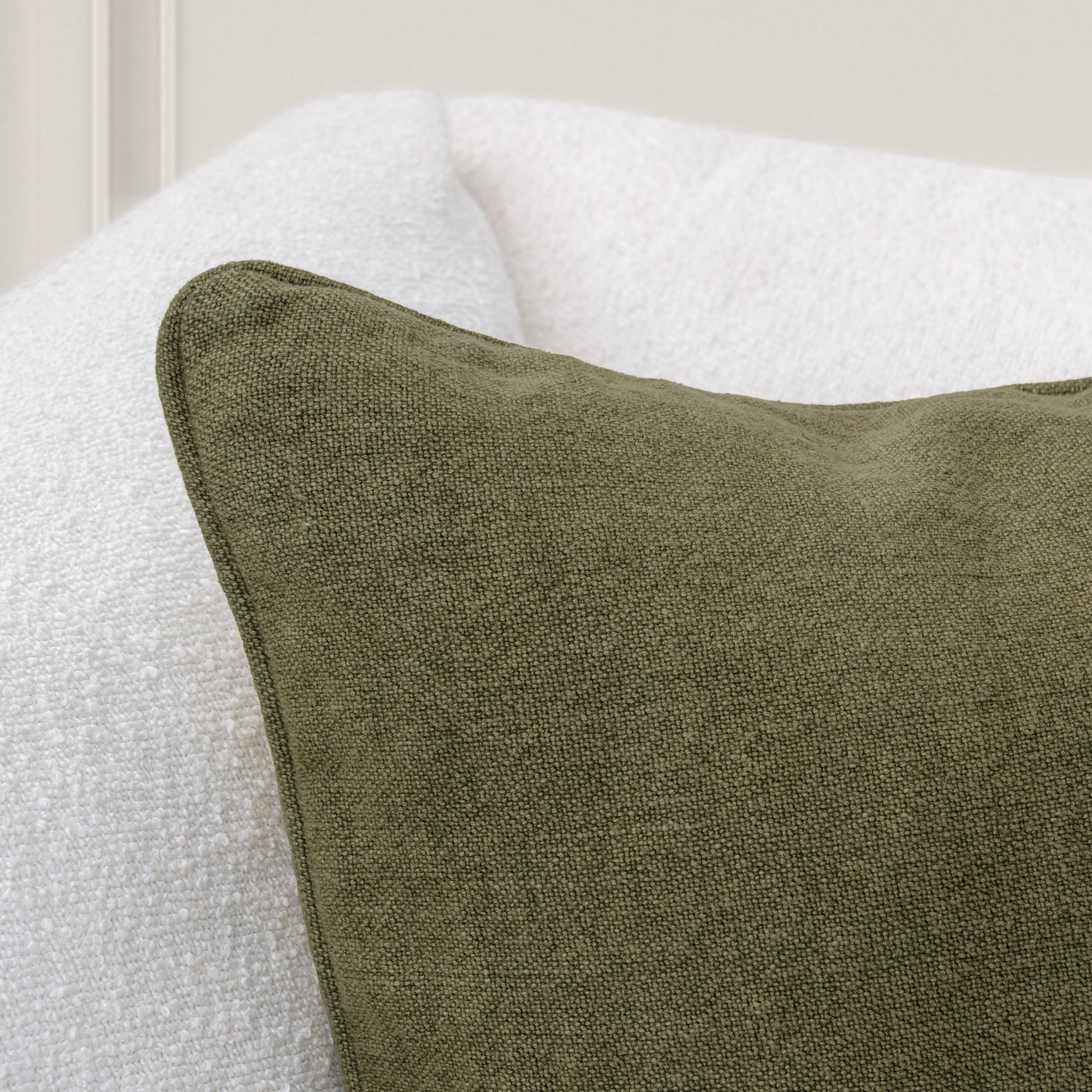 SLD Bedford Olive Green Linen 22x22 Throw Pillow (Set of 2) - Ornate Home