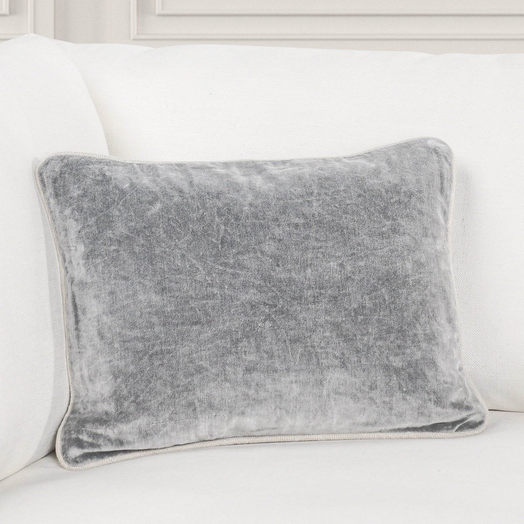 SLD Heirloom Stone Gray Velvet Multiple Sizes Throw Pillow (Set of 2) - Ornate Home