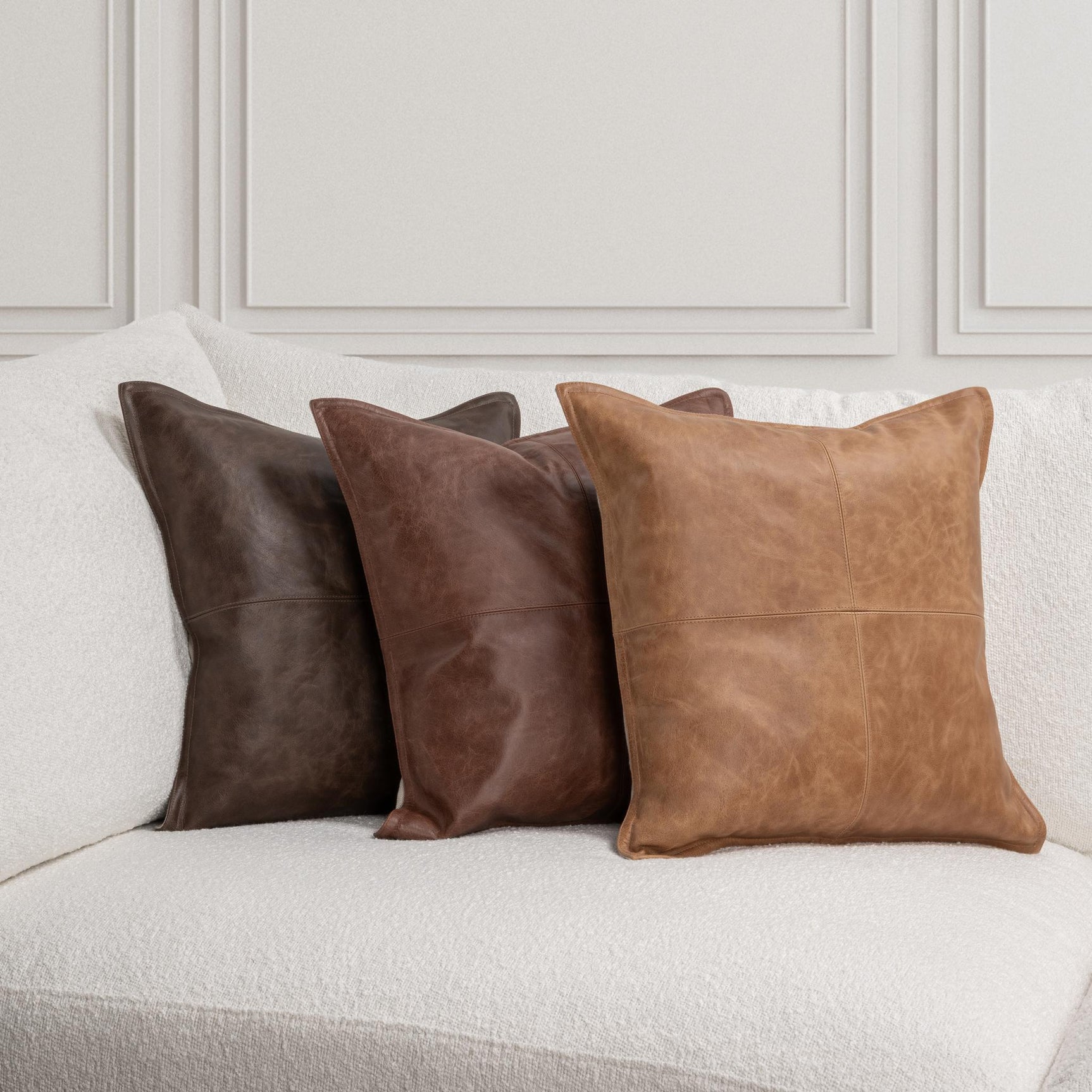 SLD Leather Dumont Chestnut Multiple Sizes Throw Pillow (Set of 2) - Ornate Home