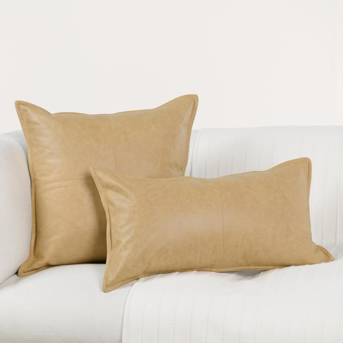 SLD Leather Golden Wheat Multiple Sizes Throw Pillow (Set of 2) - Ornate Home