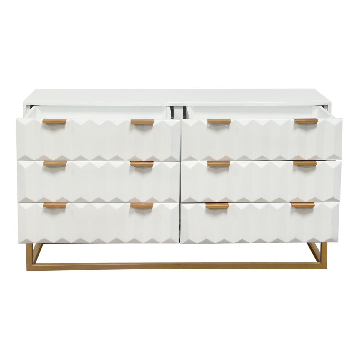 Spectrum White/Gold Wood Dresser - Ornate Home
