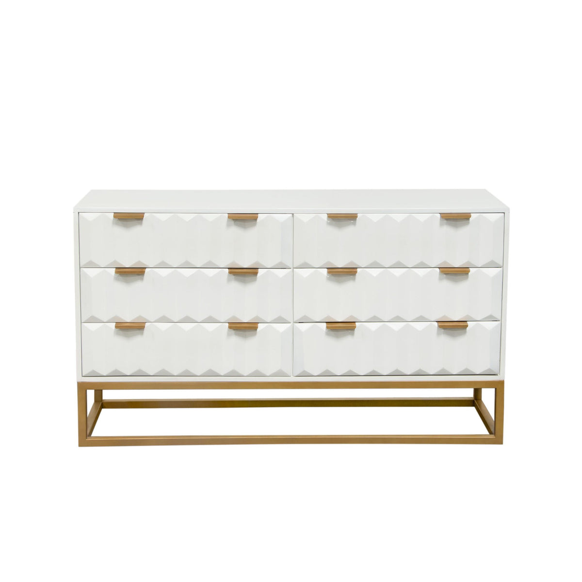 Spectrum White/Gold Wood Dresser - Ornate Home