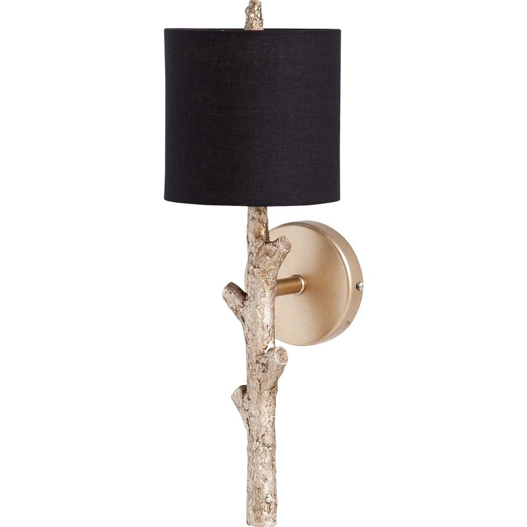 Sabinal Gold/Black Resin Tree Branch Fabric Shade Wall Sconce - Ornate Home