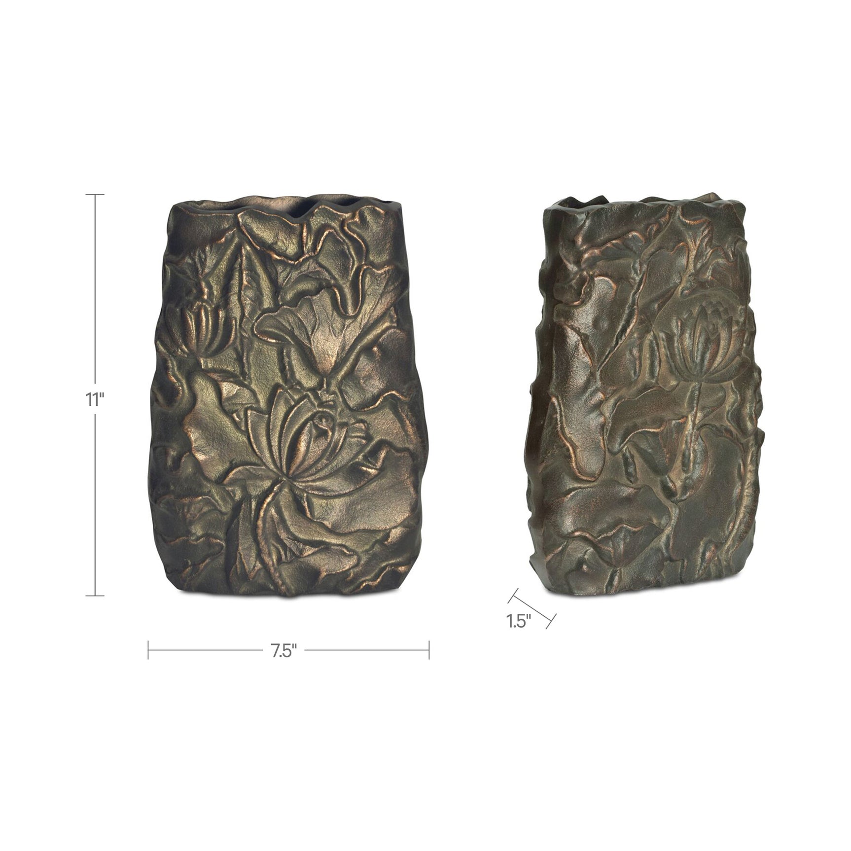 Sabine Antique Brass Cast Aluminum Vase - Ornate Home