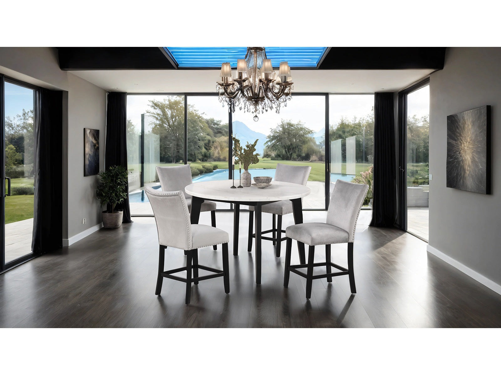 Sabro Black/White Round Counter Height Set - Ornate Home