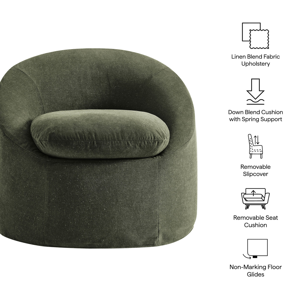 Sadie Sage Slipcovered Linen-Blend Round Accent Chair - Ornate Home