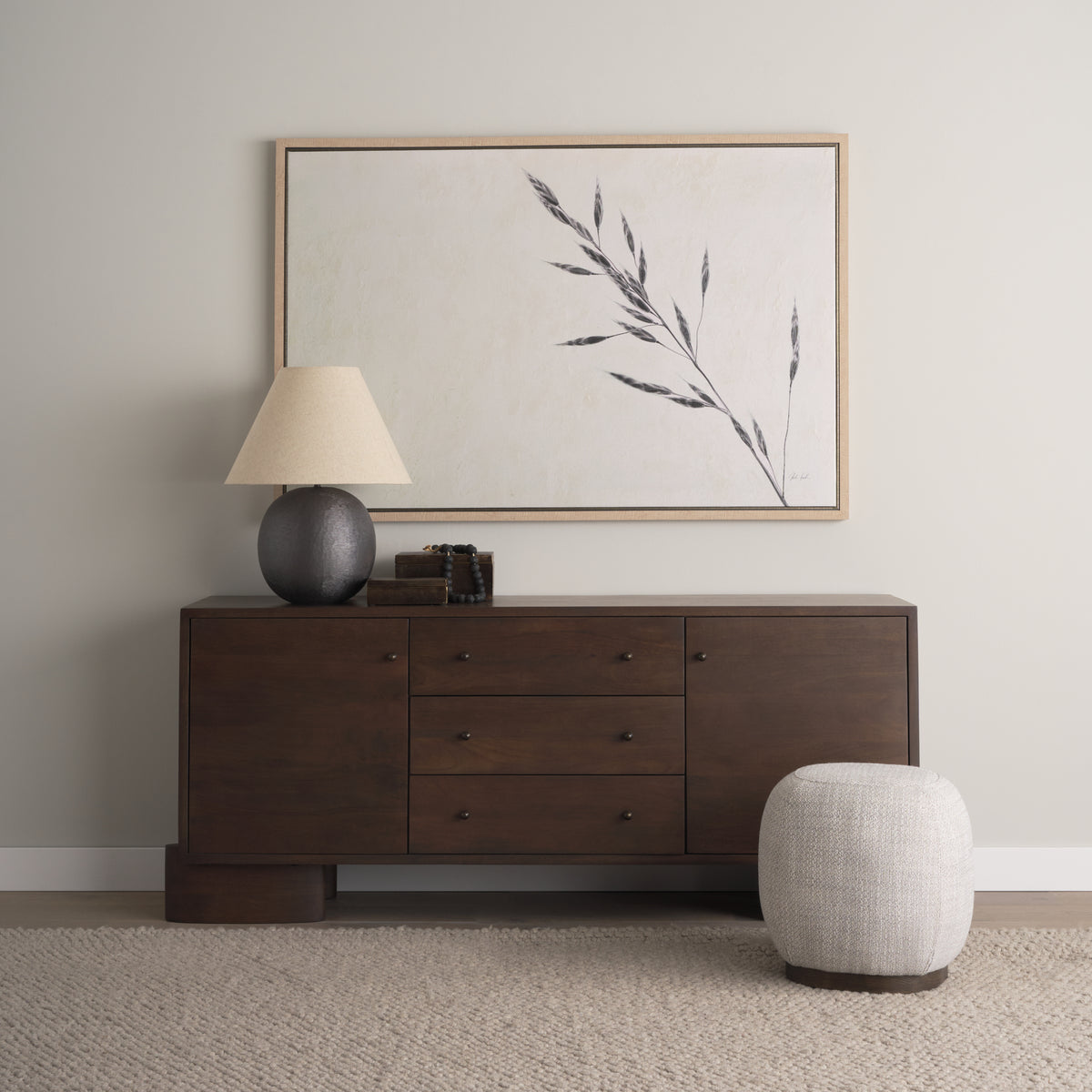 Sadiyah Black/Beige Brushed Metal Table Lamp