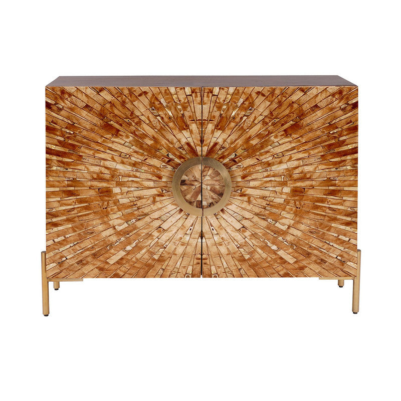 Safari Brown/Gold Bone İnlay Two-Door Cabinet - Ornate Home