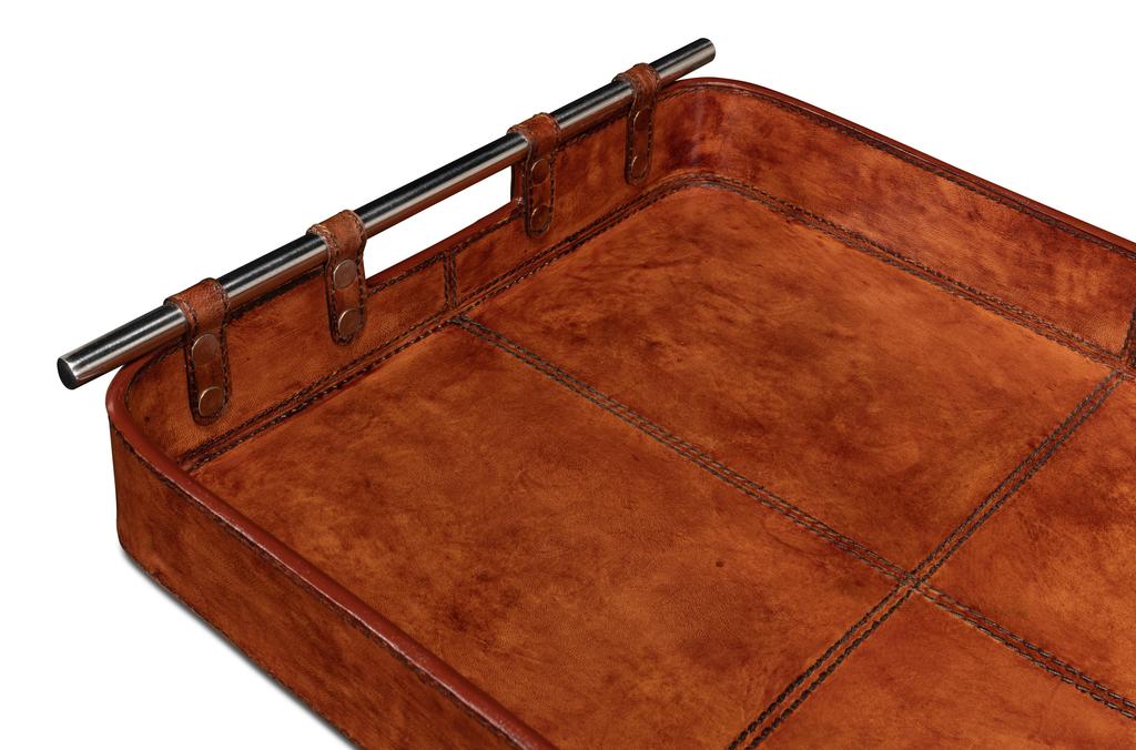 Safari Brown Leather Tray - Ornate Home