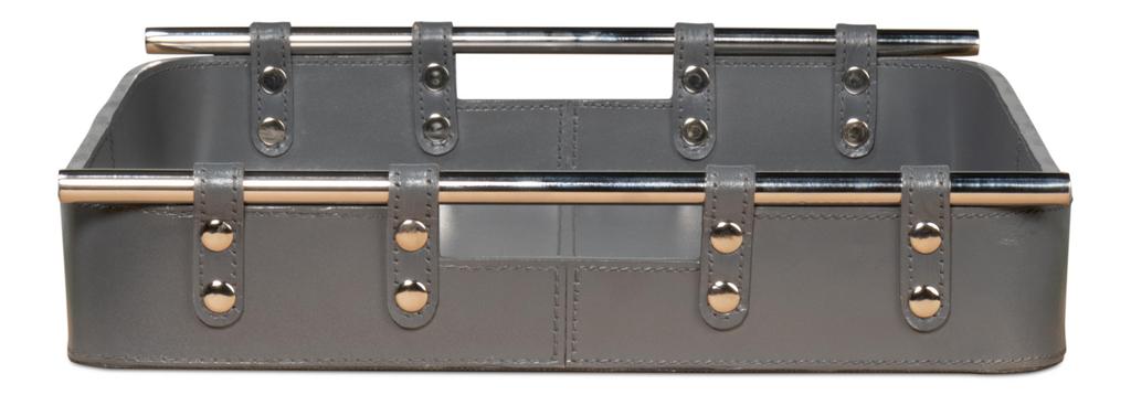 Safari Grey Leather Tray - Ornate Home