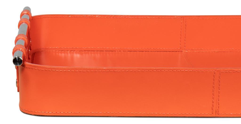 Safari Orange Leather Tray - Ornate Home