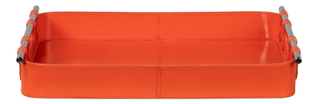Safari Orange Leather Tray - Ornate Home