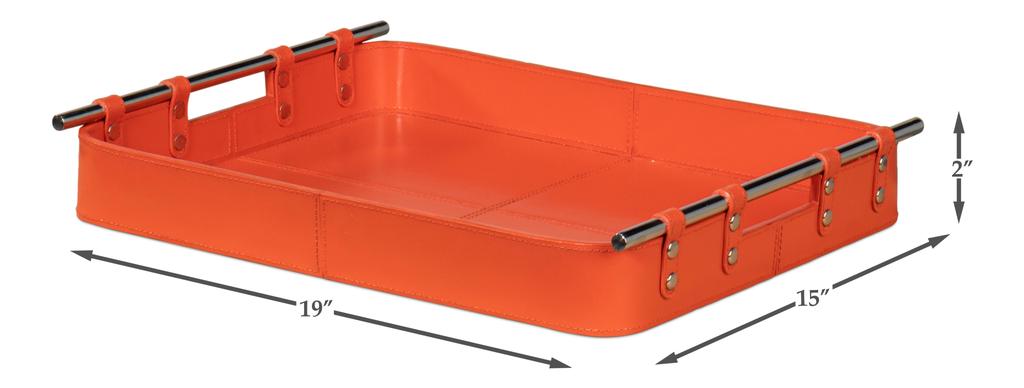 Safari Orange Leather Tray - Ornate Home