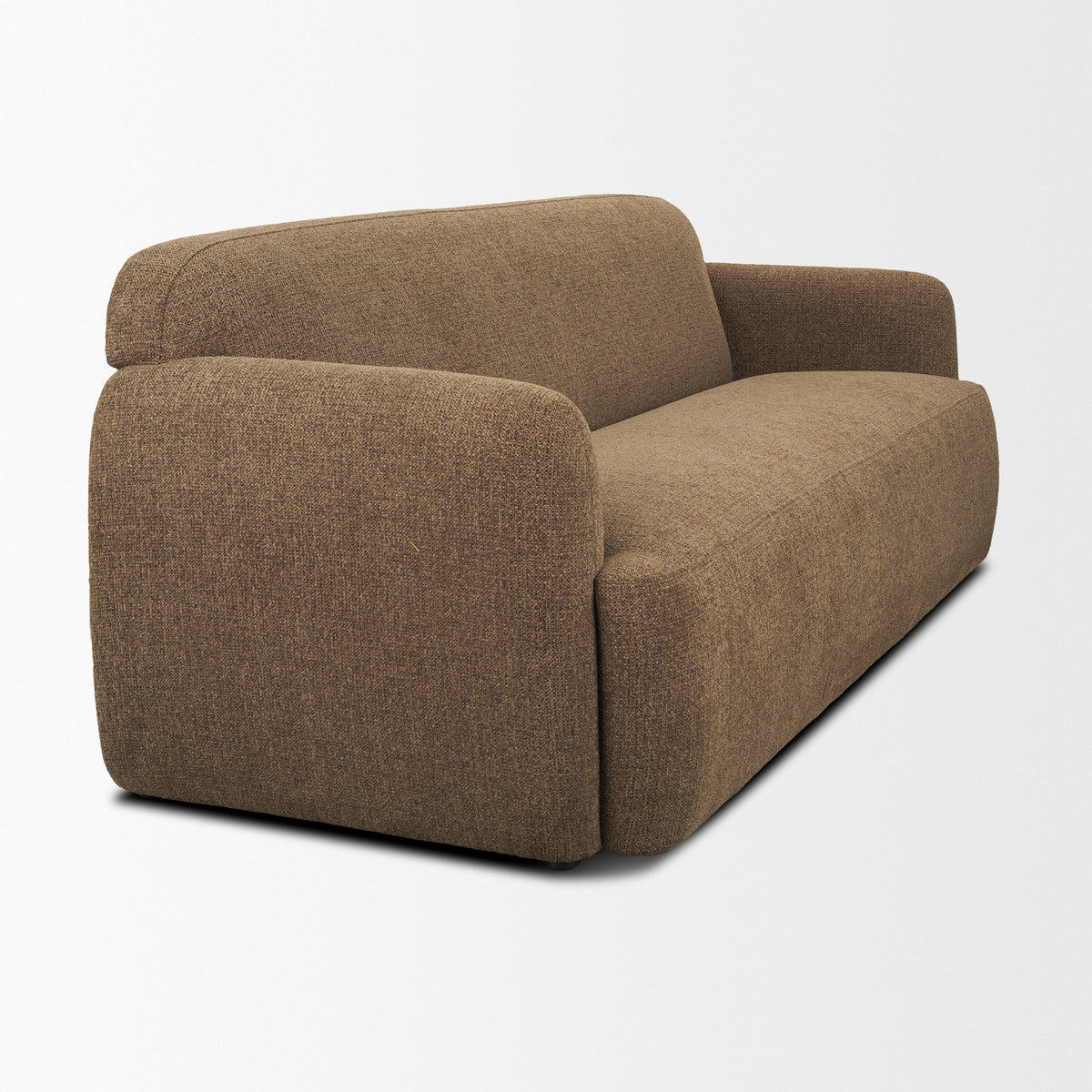Saga Brown Textured Plush Fabric 3 Seater Sofa