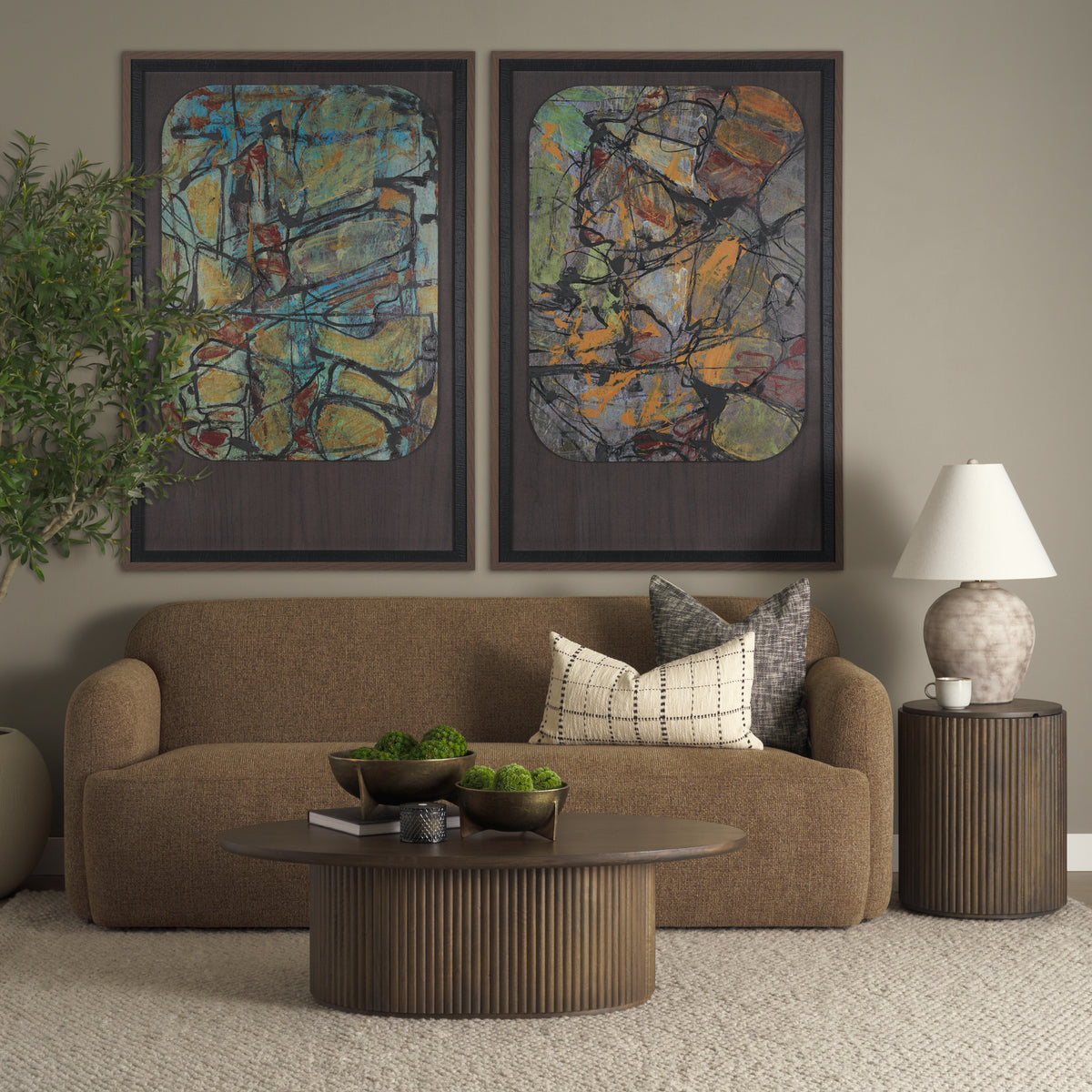 Saga Brown Textured Plush Fabric 3 Seater Sofa